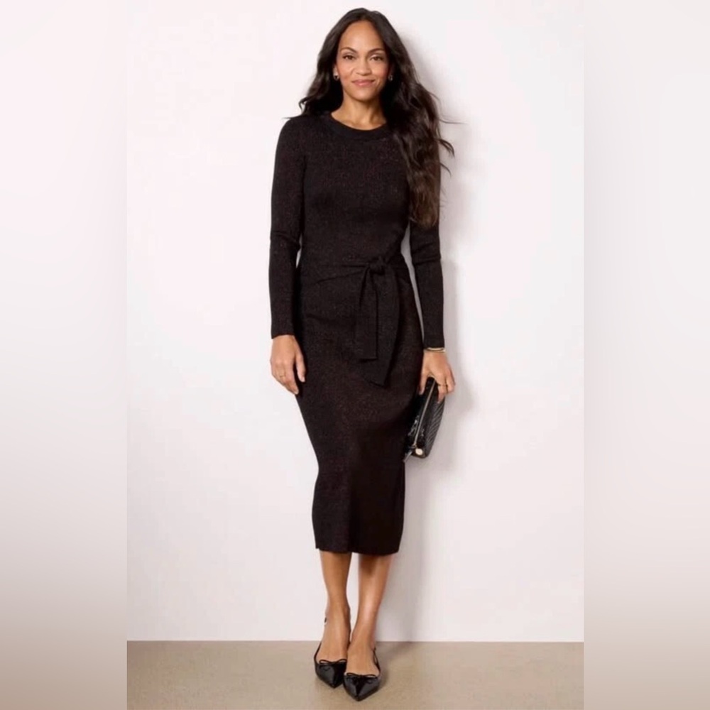 Evereve Alfie Sweater Dress in Black Copper Sparkle